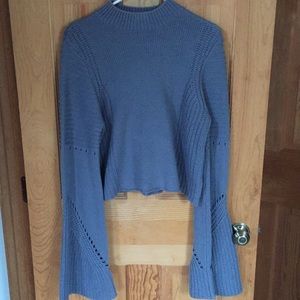 Mock Neck Bell Sleeve Cropped Sweater